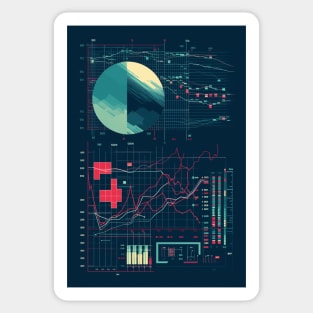 Day trading candle stick graph dashboard Sticker